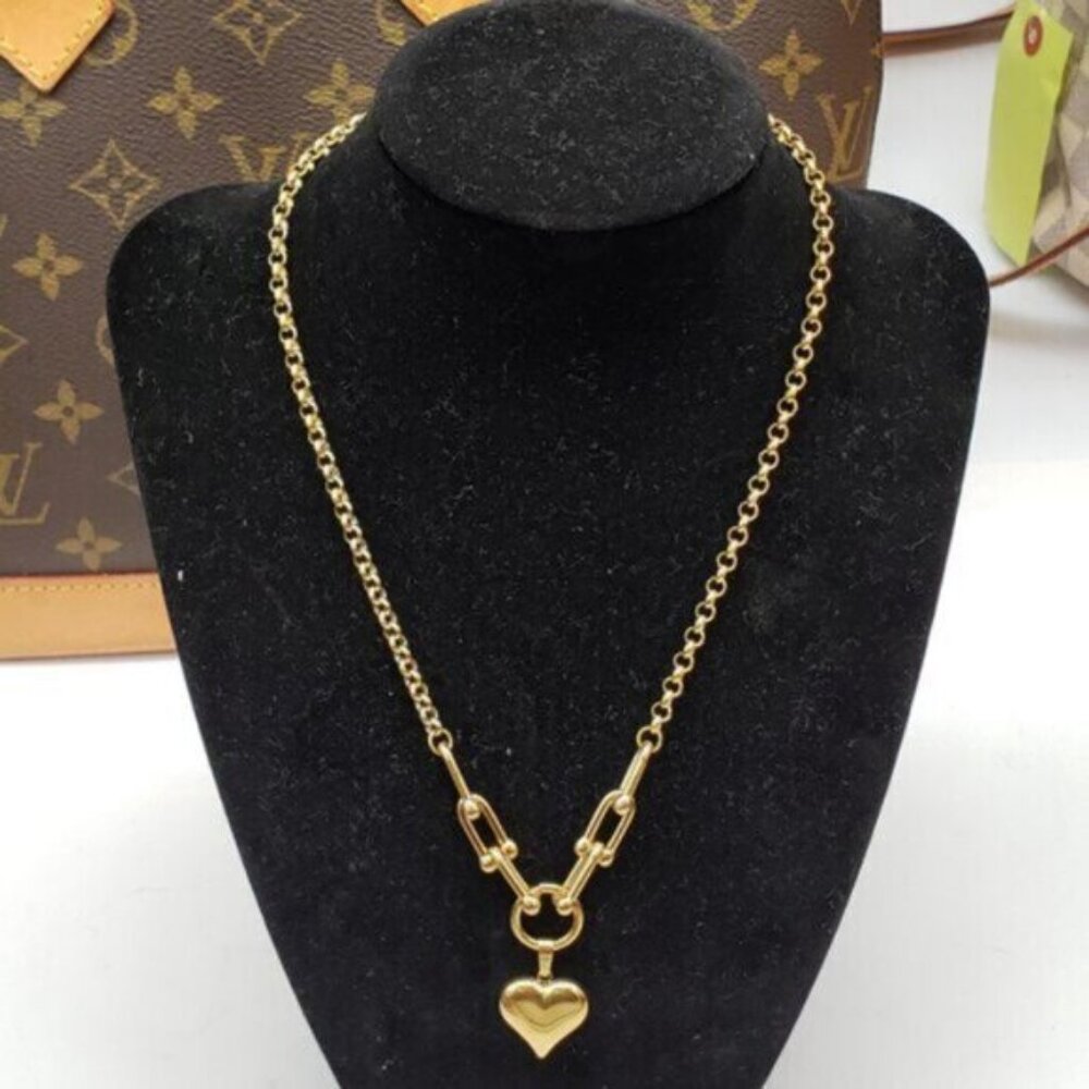 Elegant Horse shoe Stainless Steel Heart Pendant Chain Necklace